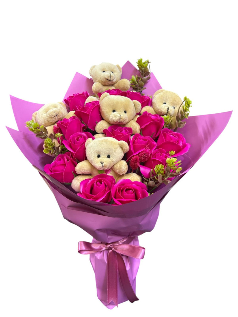 ayıcıklı pembe buket