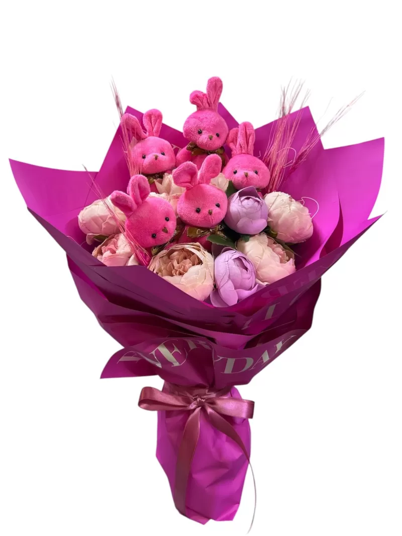 Fuşya tavşan buketi