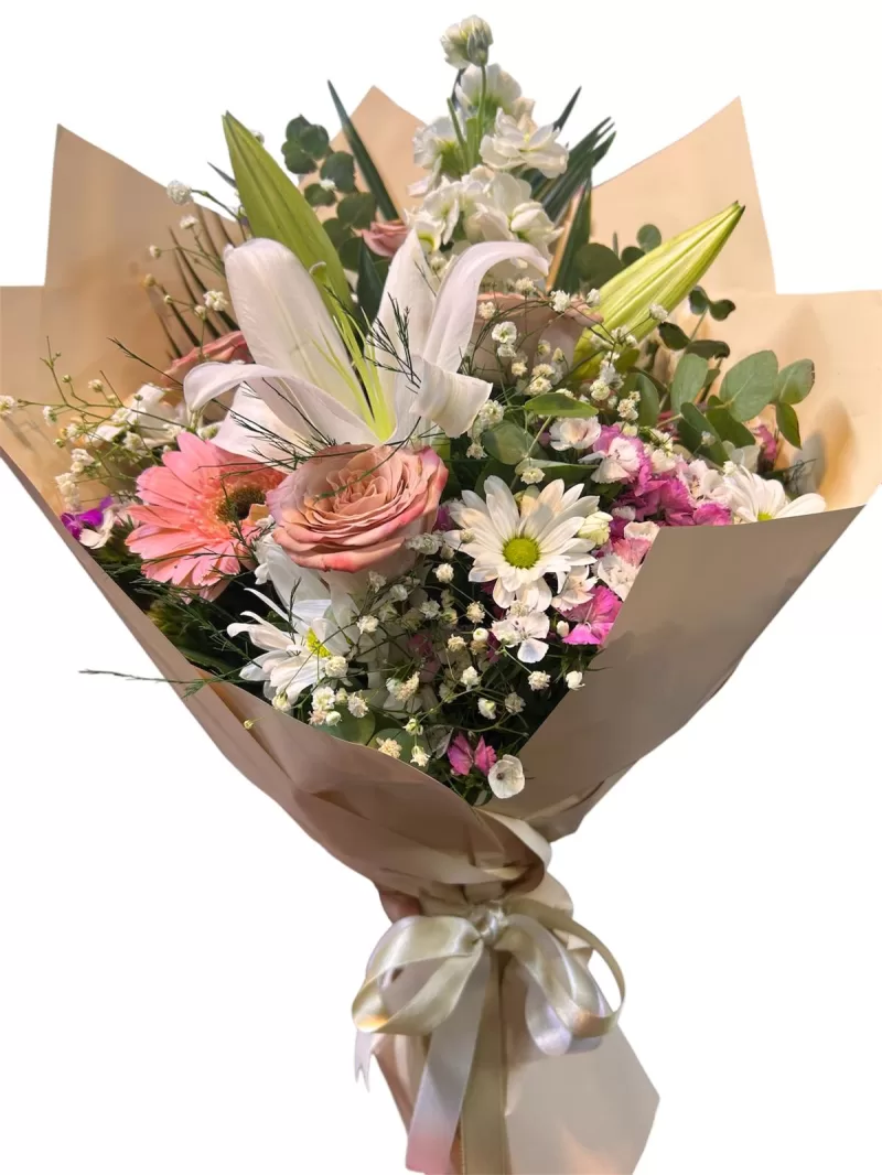 lilyumlu güllü karışık buket